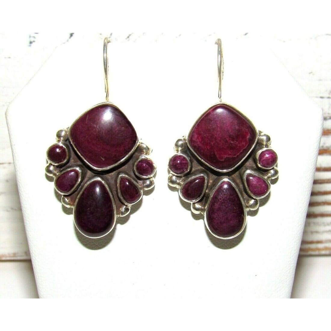 Navajo Purple Spiny Cluster Earrings Sterling Silver Vernon