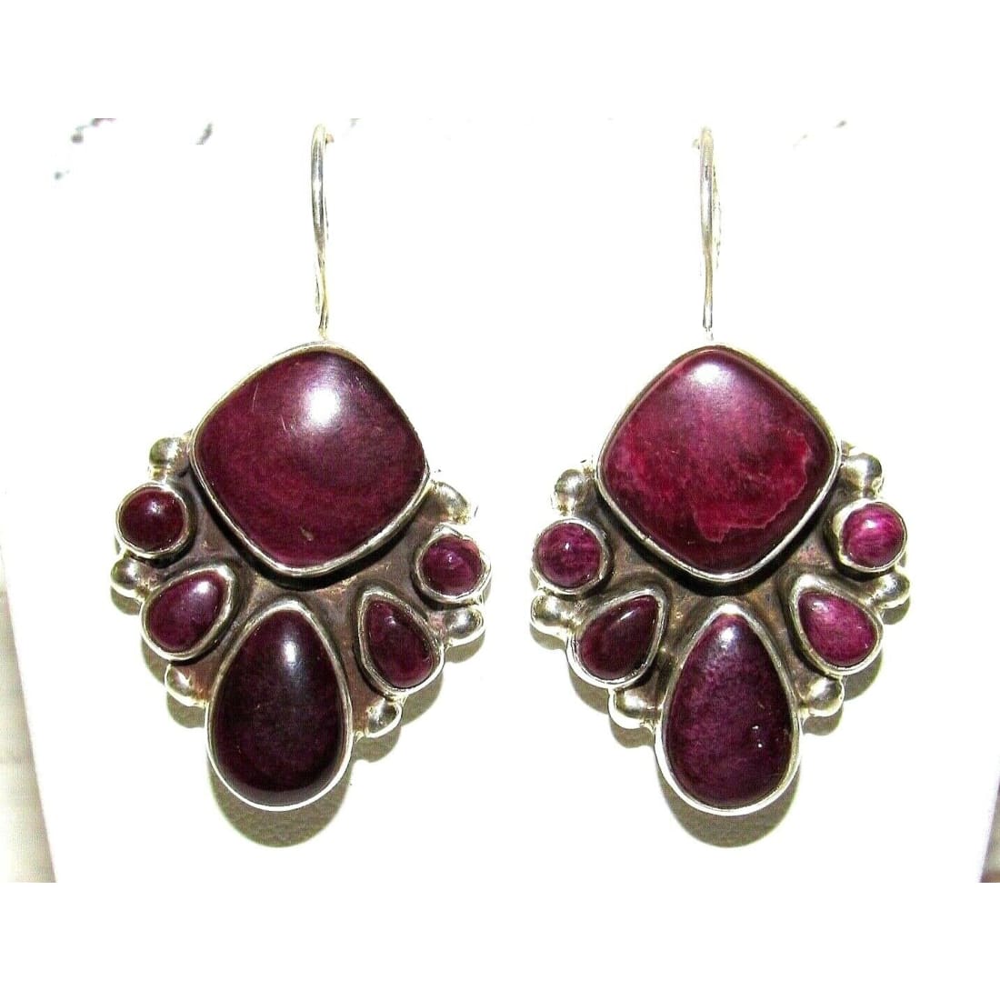 Navajo Purple Spiny Cluster Earrings Sterling Silver Vernon