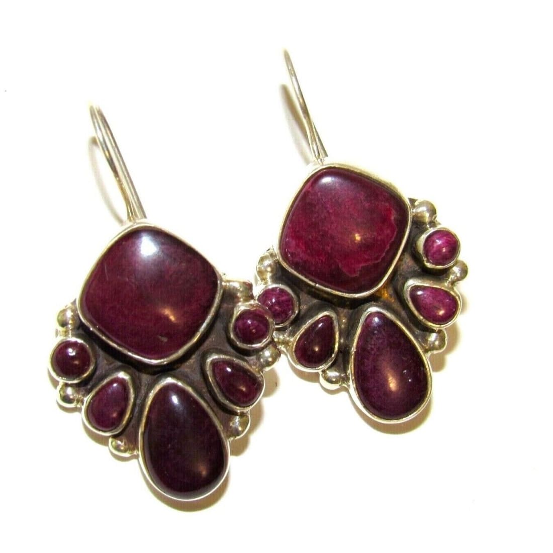 Navajo Purple Spiny Cluster Earrings Sterling Silver Vernon