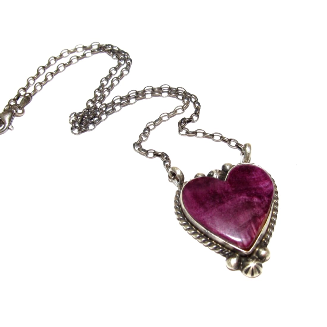Navajo Purple Spiny Heart Bar Necklace Sterling Silver