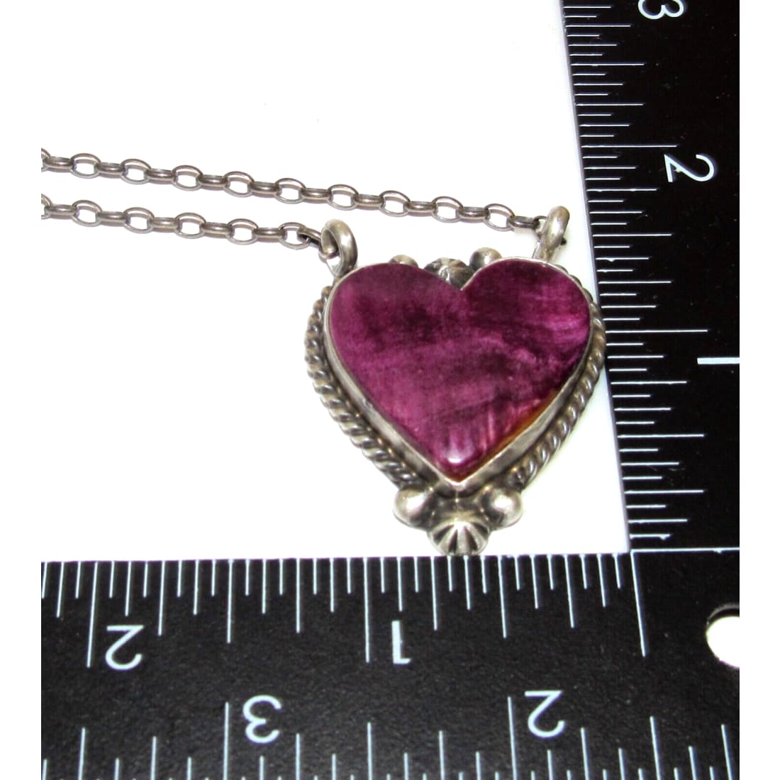 Navajo Purple Spiny Heart Bar Necklace Sterling Silver