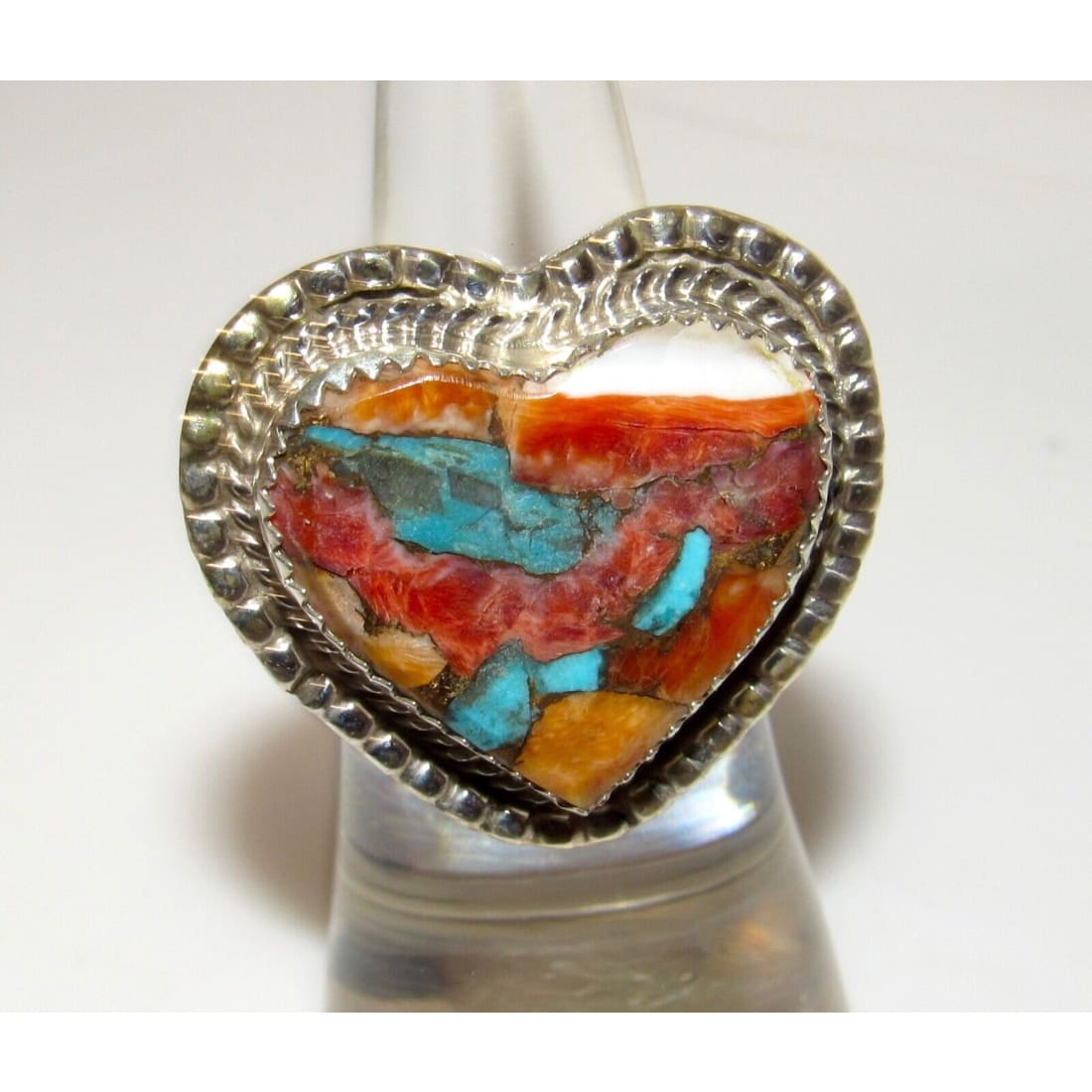 Navajo Purple Spiny Heart Ring Sz 6 Sterling Silver Signed
