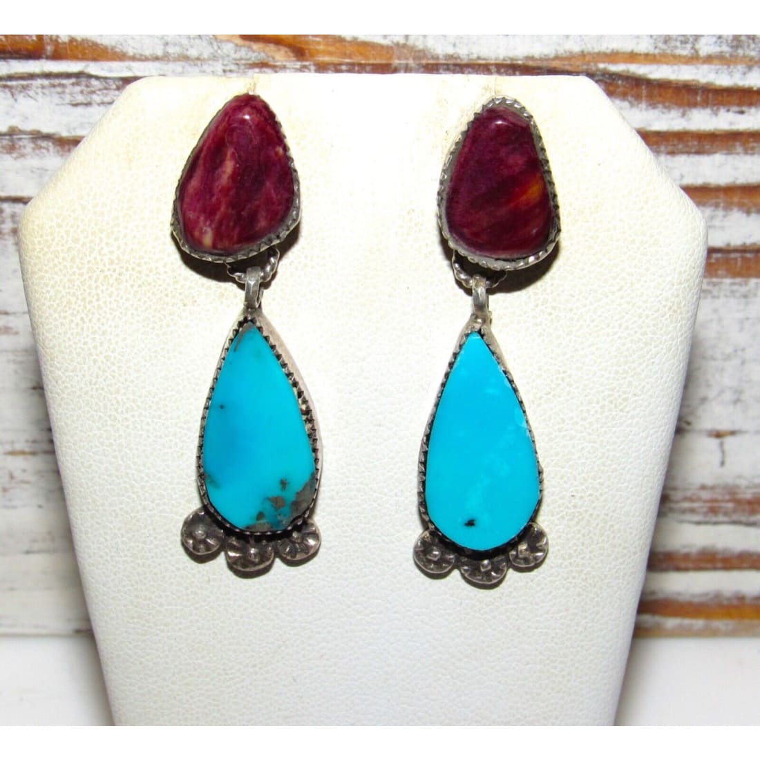 Navajo Purple Spiny Kingman Turquoise Dangle Earrings