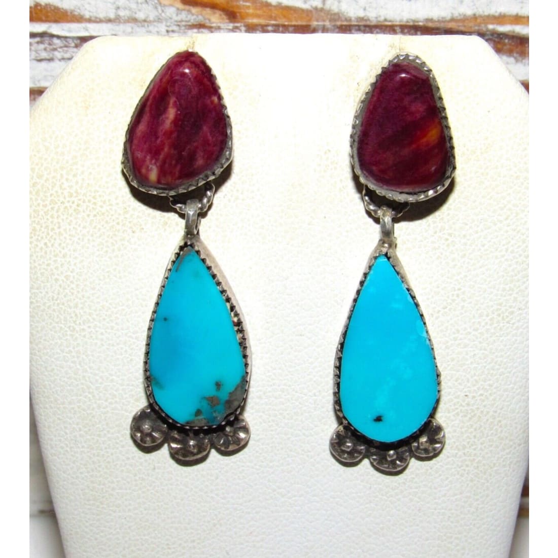 Navajo Purple Spiny Kingman Turquoise Dangle Earrings