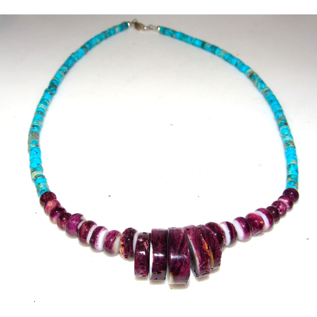 Navajo Purple Spiny Oyster Kingman Turquoise Heishi Necklace