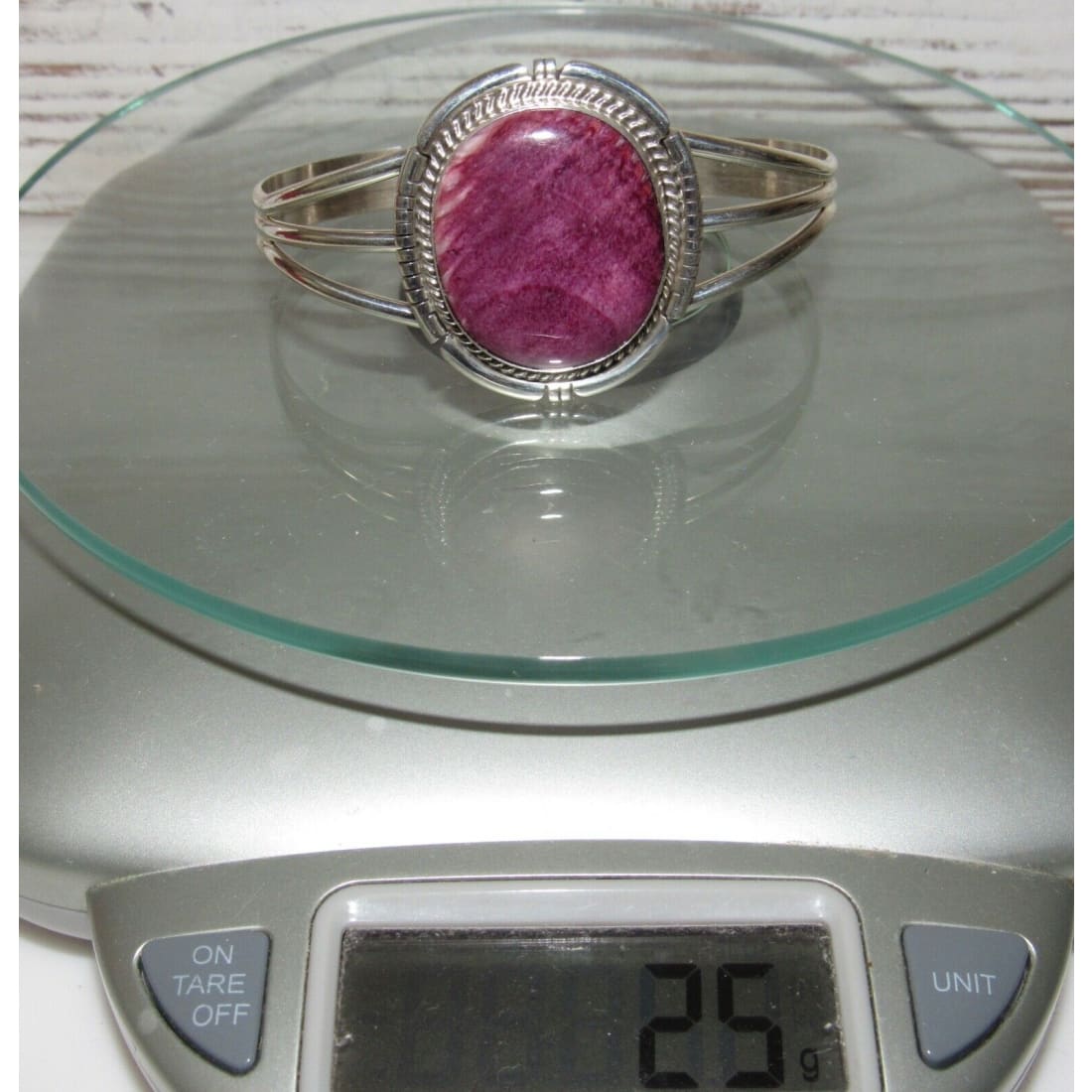 Navajo Purple Spiny Oyster Statement Cuff Bracelet Sterling Silver Native Native American