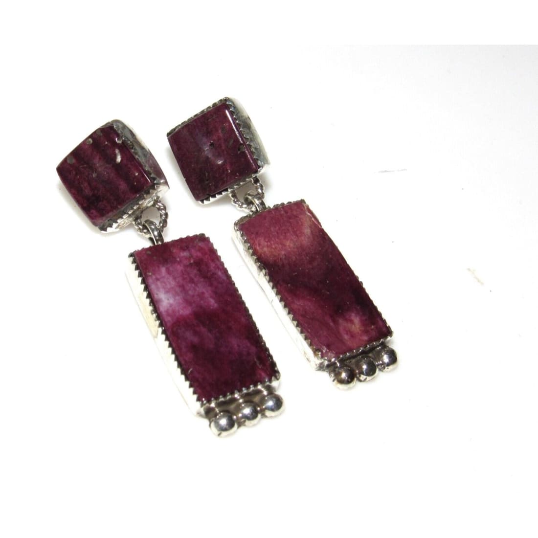 Navajo Purple Spiny Oyster Sterling Silver Dangle Statement