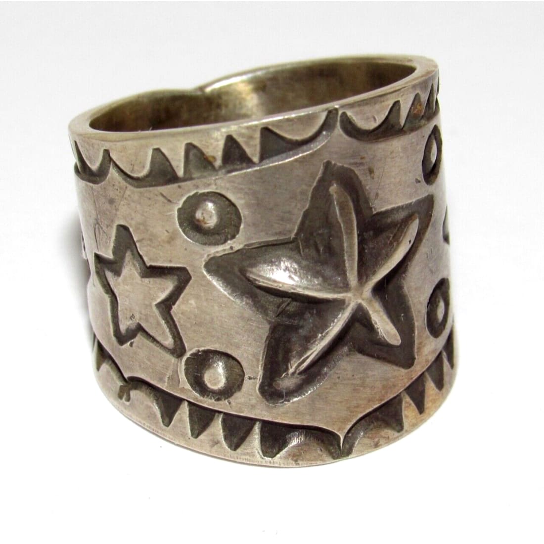 Navajo R.Willie Star Ring Sz 7 Sterling Silver Signed Band