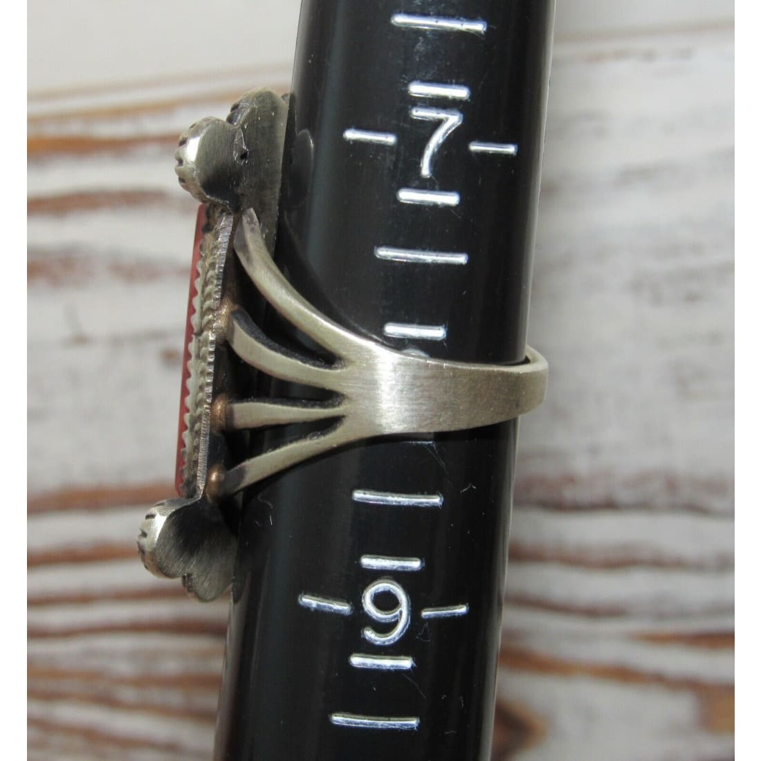 Navajo Red Spiny Ring Size 8 Sterling Silver Native American Signed Handmade Native American