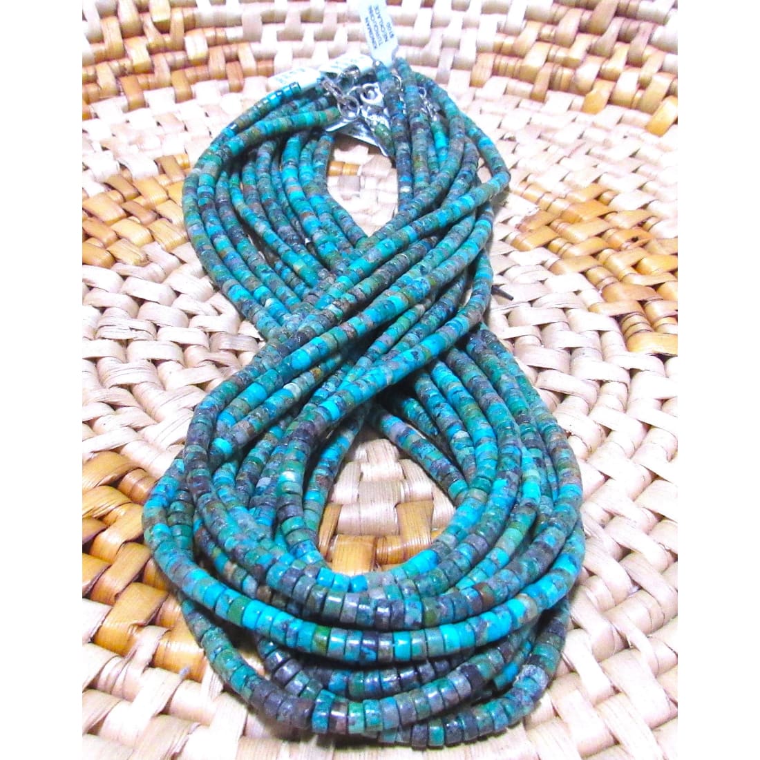 Navajo Rolled Turquoise Heishi Necklace One Strand 18L