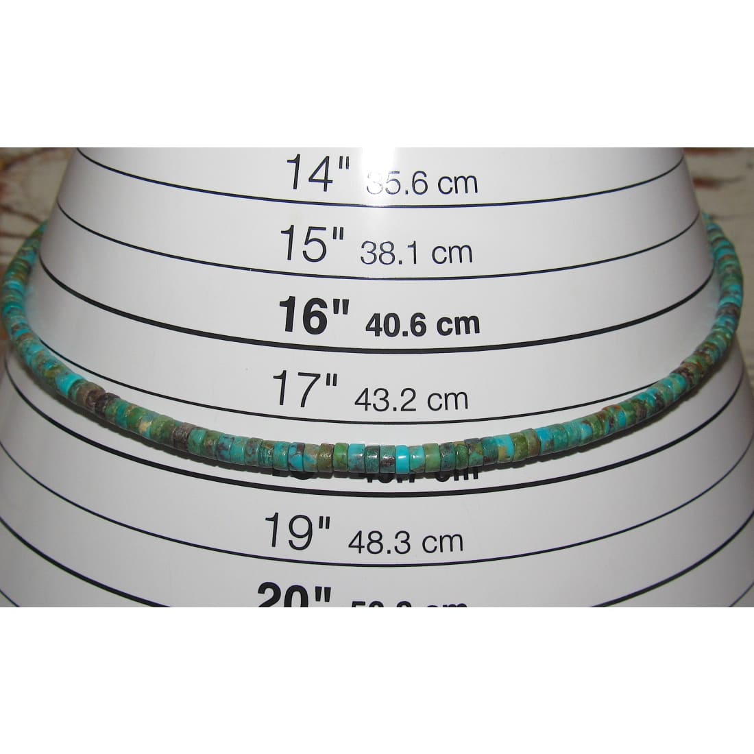 Navajo Rolled Turquoise Heishi Necklace One Strand 18L
