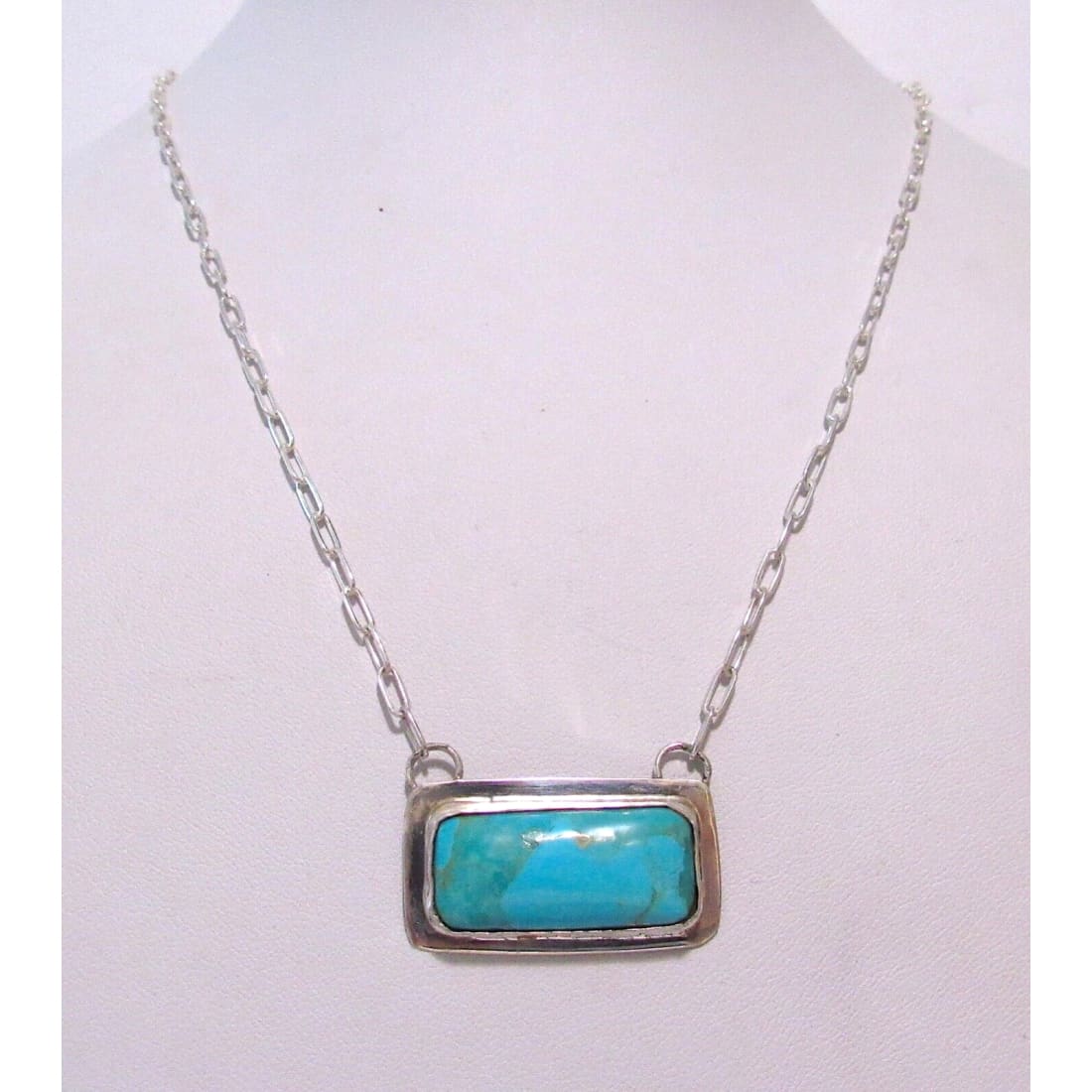 Navajo Royston Turquoise Bar Necklace Sterling Silver Native