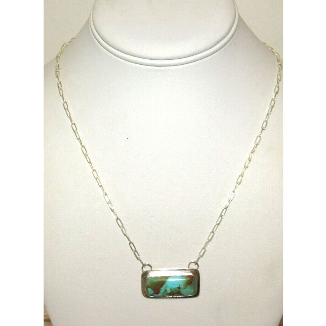 Navajo Royston Turquoise Bar Necklace Sterling Silver Native