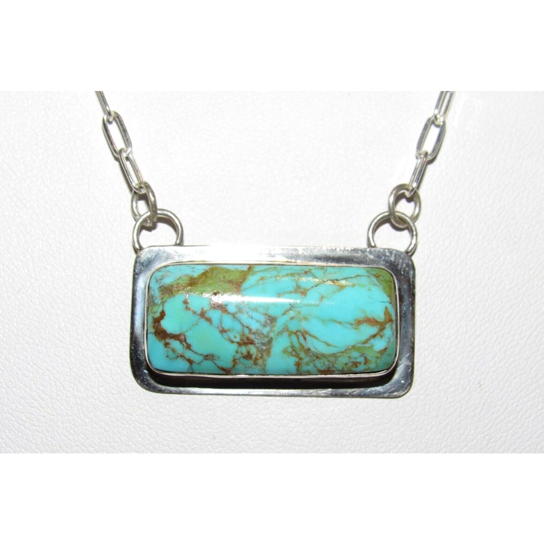 Navajo Royston Turquoise Bar Necklace Sterling Silver Native