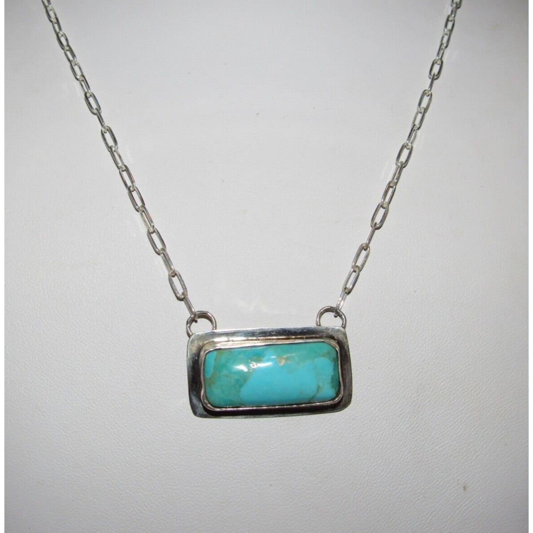 Navajo Royston Turquoise Bar Necklace Sterling Silver Native