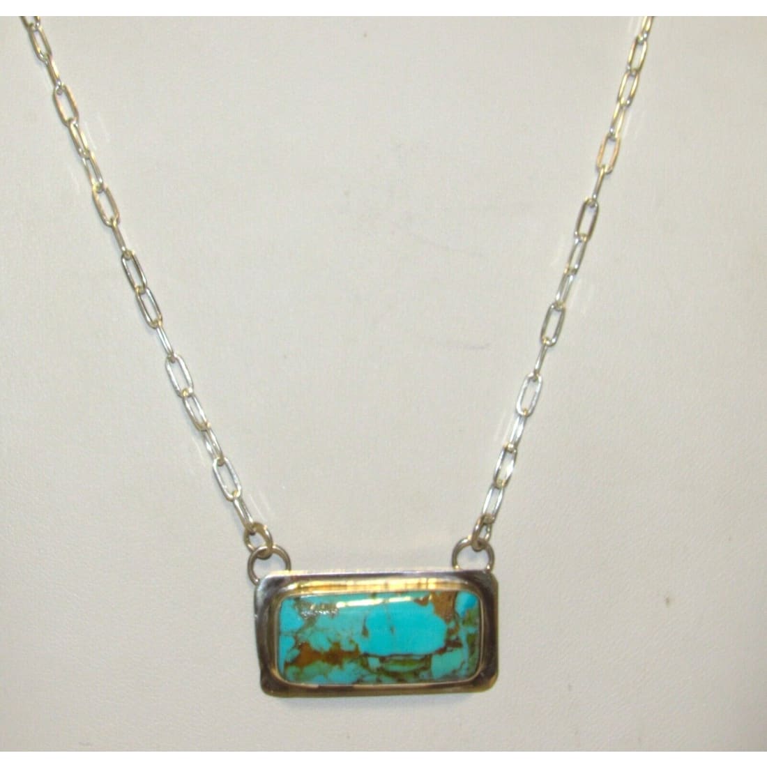 Navajo Royston Turquoise Bar Necklace Sterling Silver Native