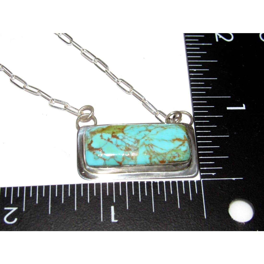 Navajo Royston Turquoise Bar Necklace Sterling Silver Native