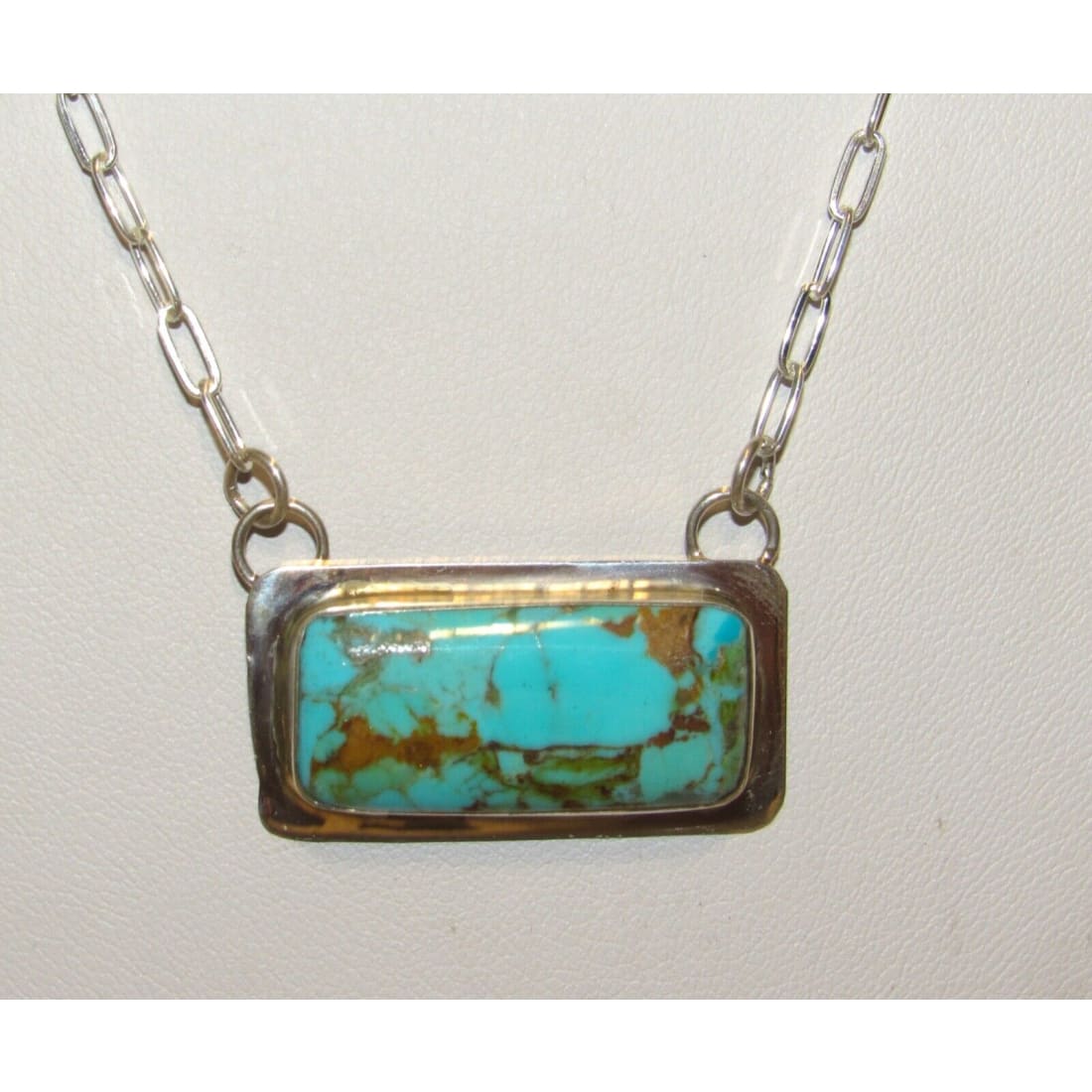 Navajo Royston Turquoise Bar Necklace Sterling Silver Native