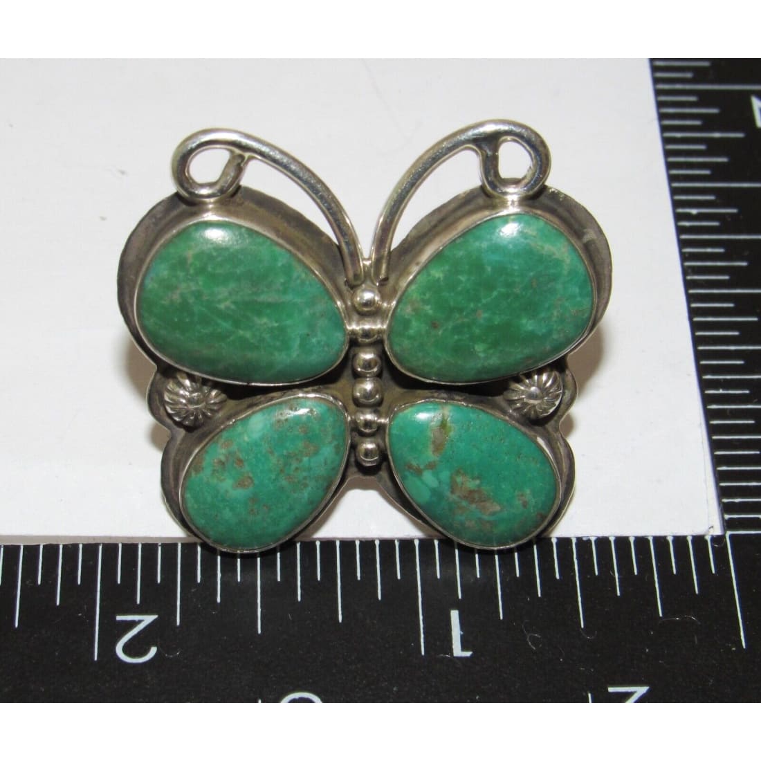 Navajo Royston Turquoise Butterfly Adjustable Ring Sz 7