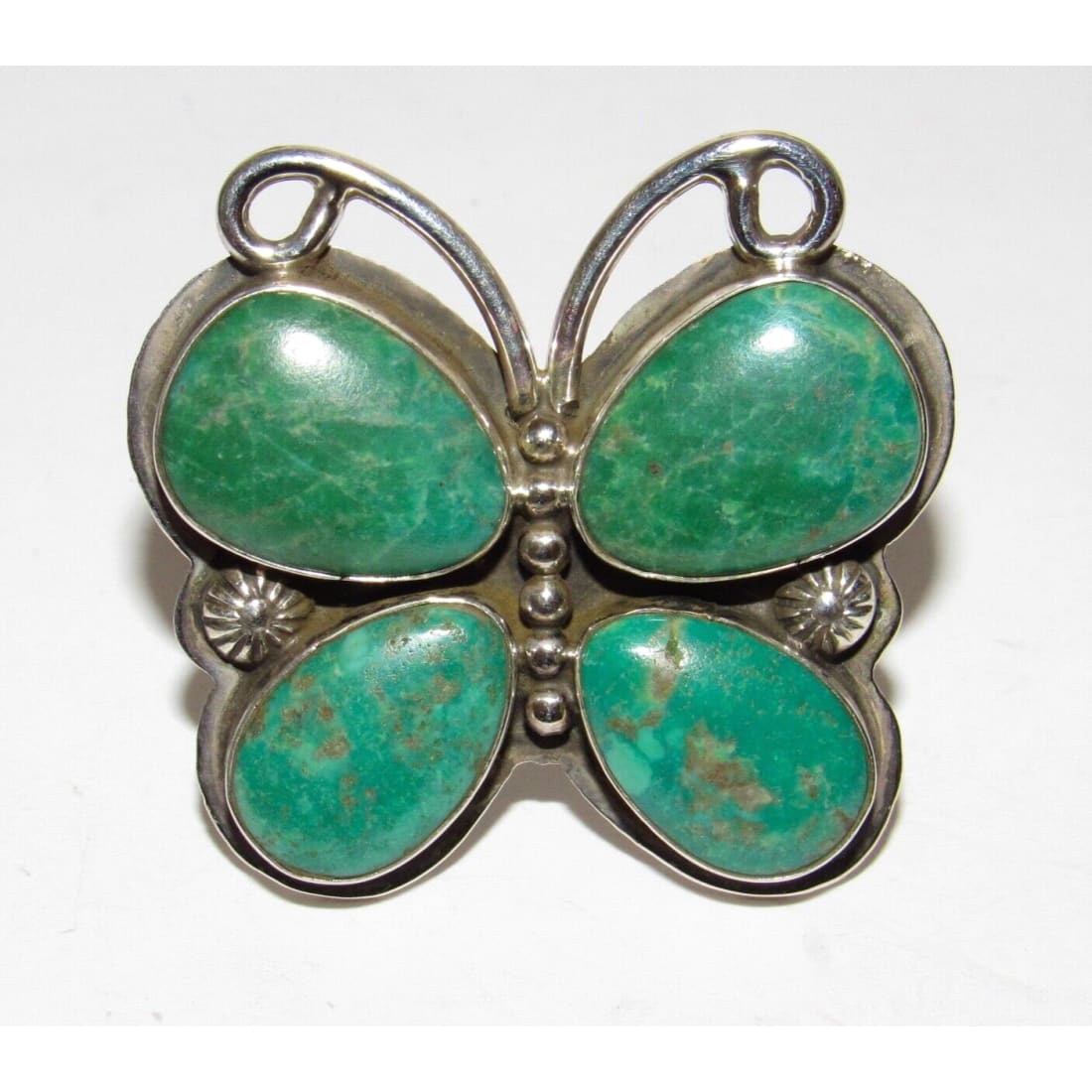 Navajo Royston Turquoise Butterfly Adjustable Ring Sz 7