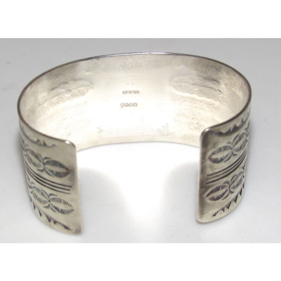 Navajo Royston Turquoise Cuff Bracelet Sterling Hand Stamped Repousse F Francis Native American