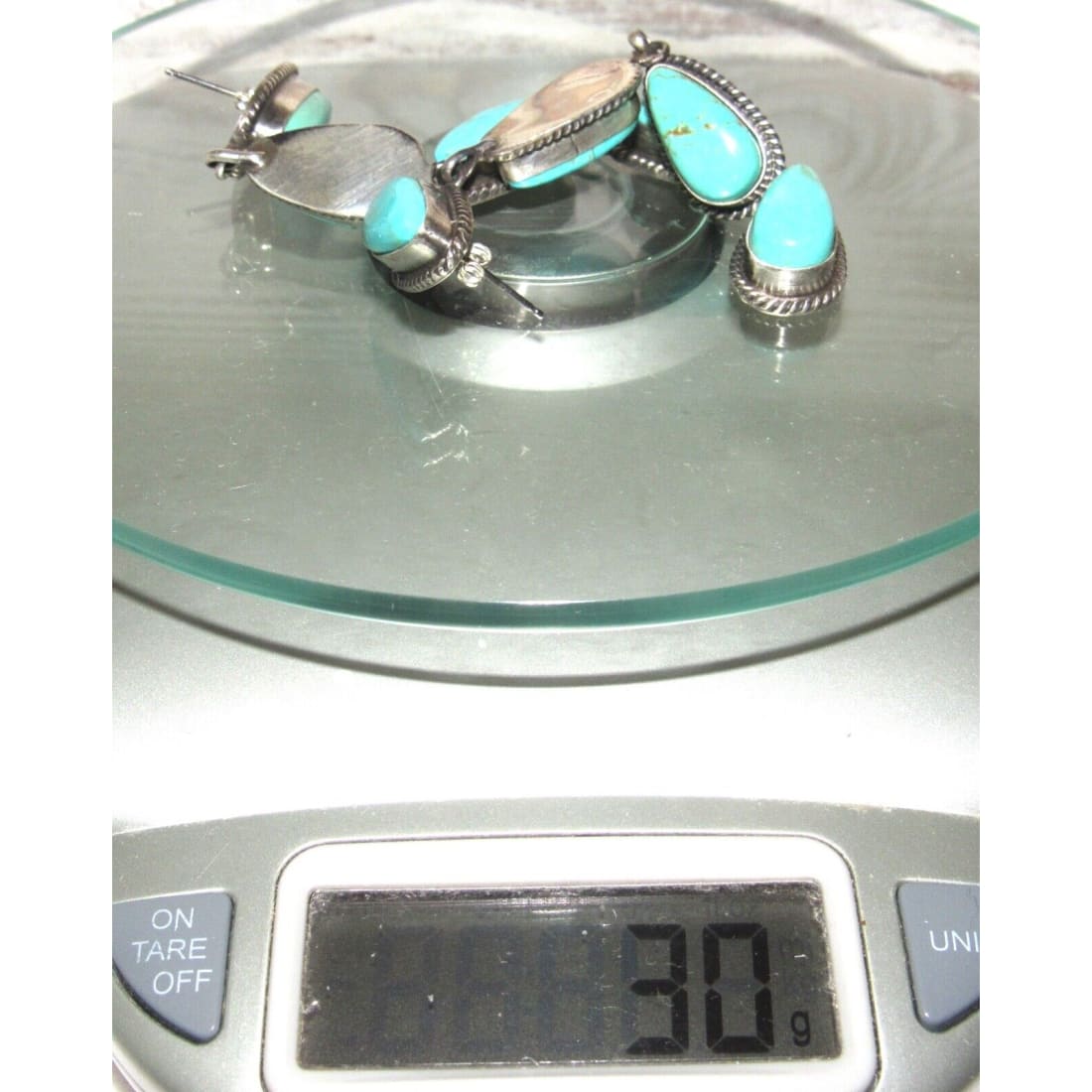 Navajo Royston Turquoise Dangle Earrings 4L Sterling Silver