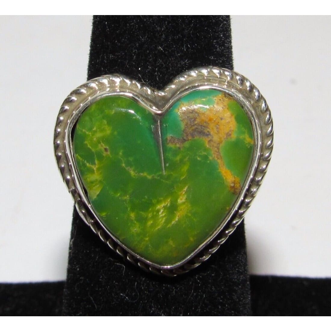 Navajo Royston Turquoise Heart Ring Sz 5.5 Sterling Silver