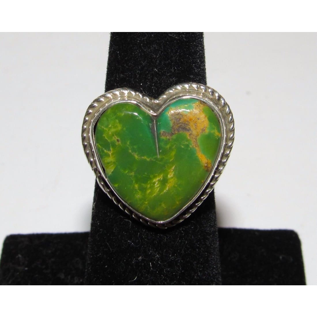 Navajo Royston Turquoise Heart Ring Sz 5.5 Sterling Silver