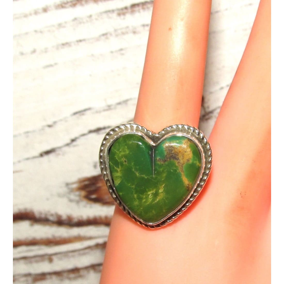 Navajo Royston Turquoise Heart Ring Sz 5.5 Sterling Silver