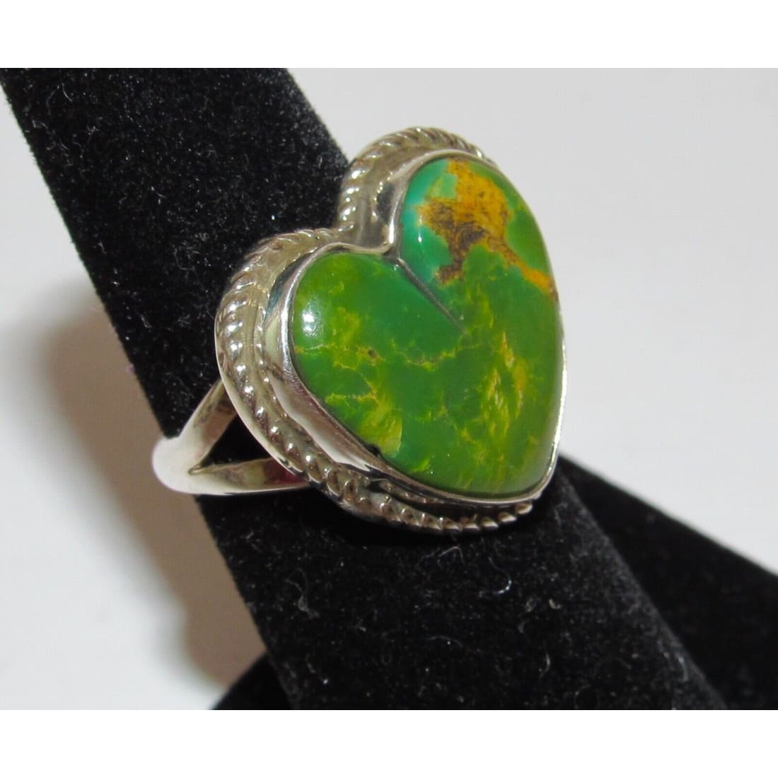 Navajo Royston Turquoise Heart Ring Sz 5.5 Sterling Silver