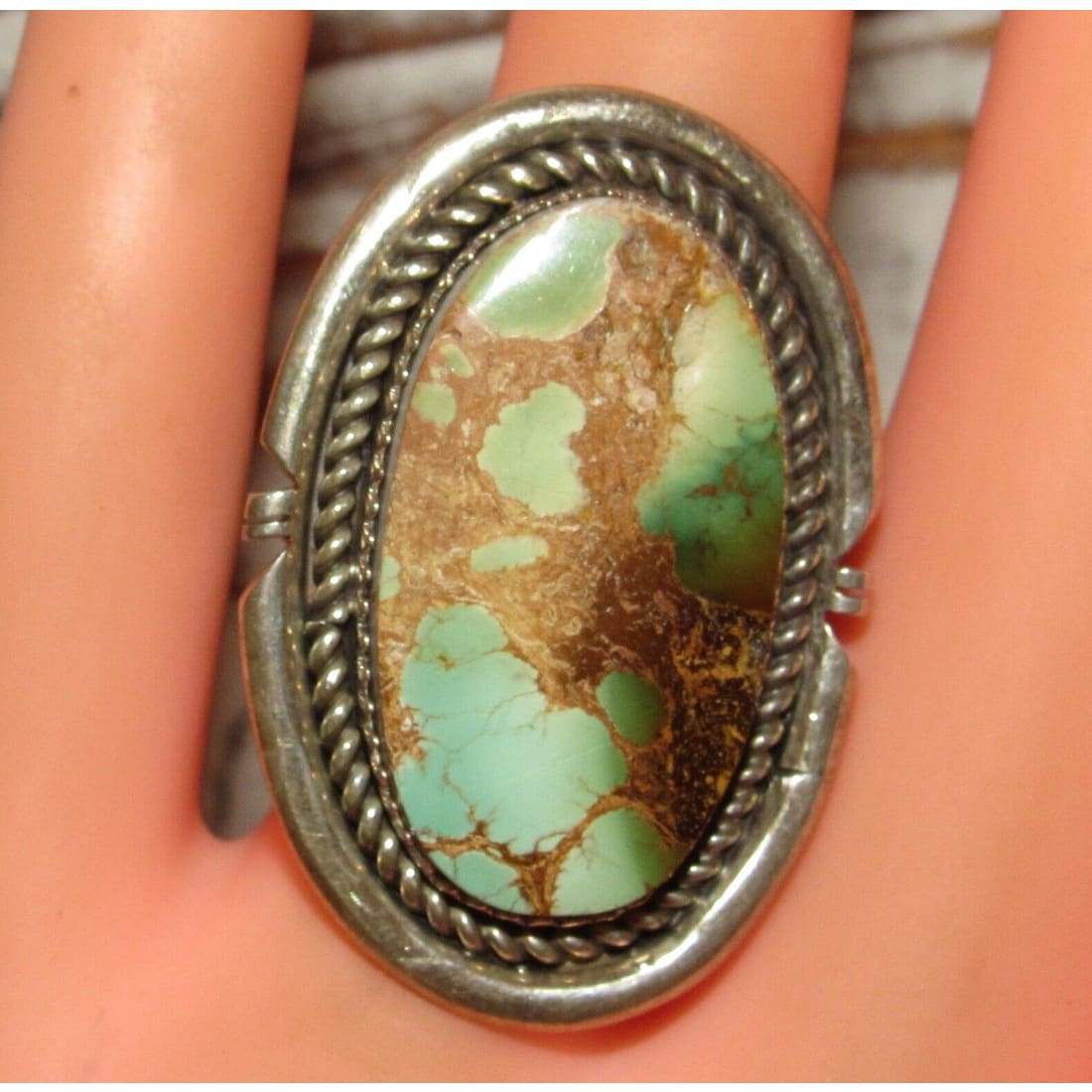 Navajo Royston Turquoise Ring Sz 6.5 Sterling Silver Native