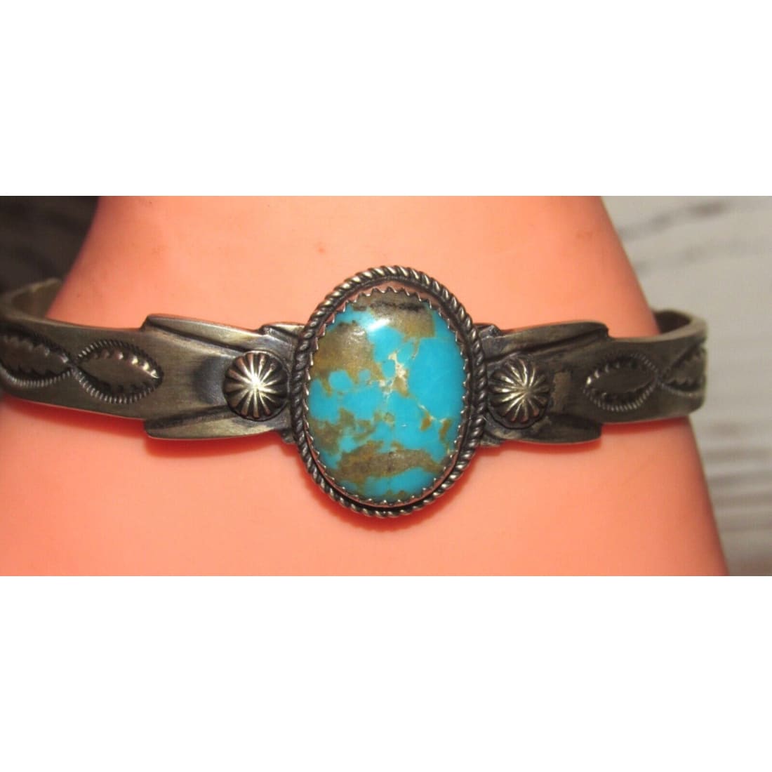 Navajo Royston Turquoise Stacker Sterling Cuff Bracelet
