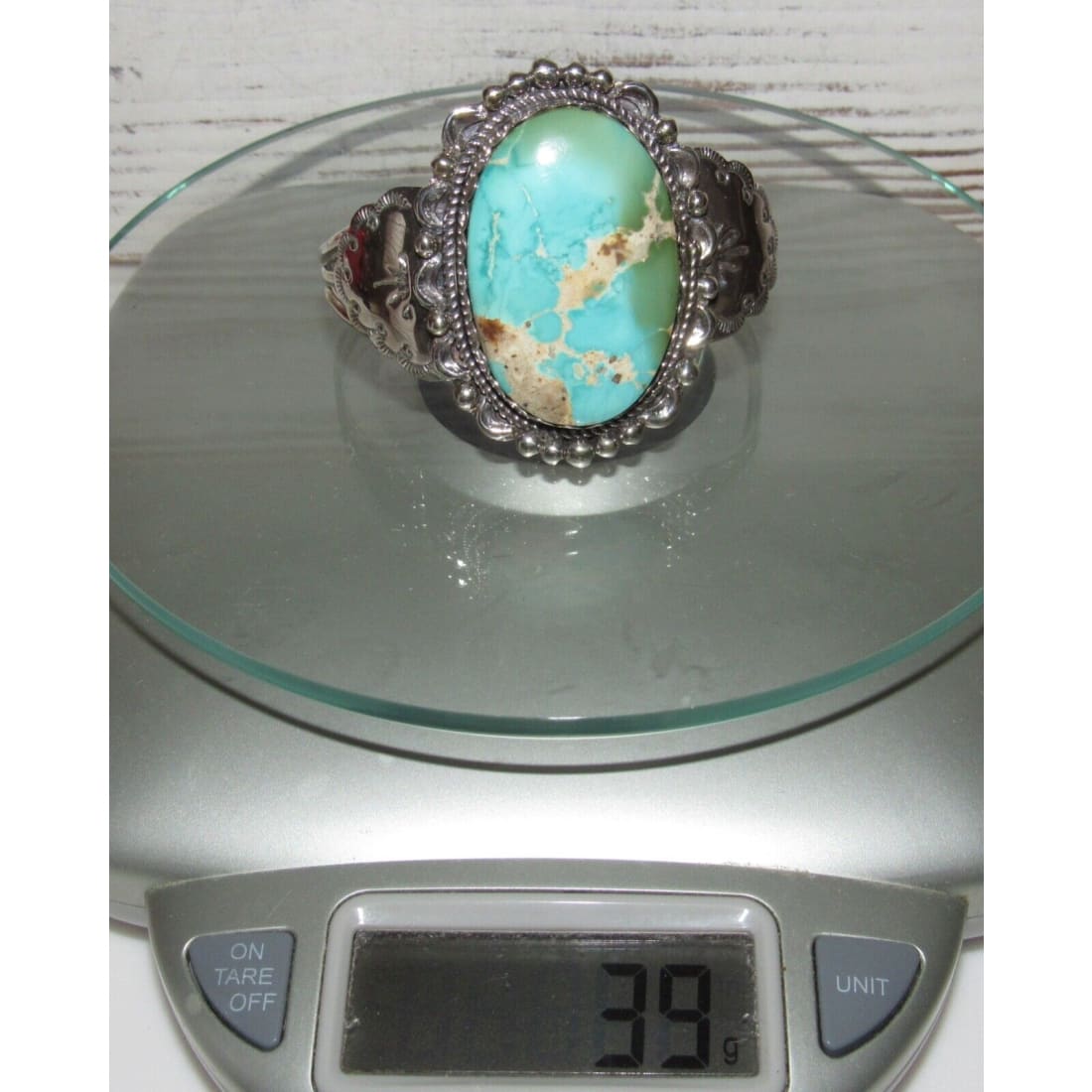 Navajo Royston Turquoise Statement Cuff Bracelet Sterling Native American 7" 39G Native American