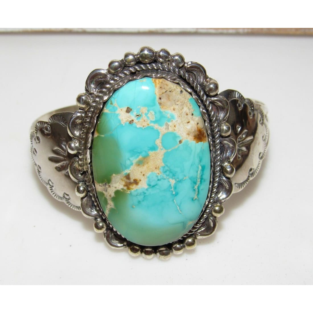 Navajo Royston Turquoise Statement Cuff Bracelet Sterling Native American 7" 39G Native American
