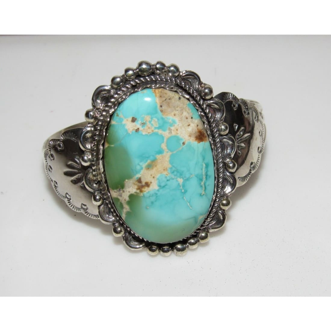 Navajo Royston Turquoise Statement Cuff Bracelet Sterling Native American 7" 39G Native American