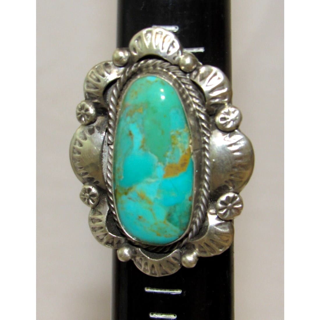 Navajo Royston Turquoise Statement Ring Sz 9 Sterling Silver