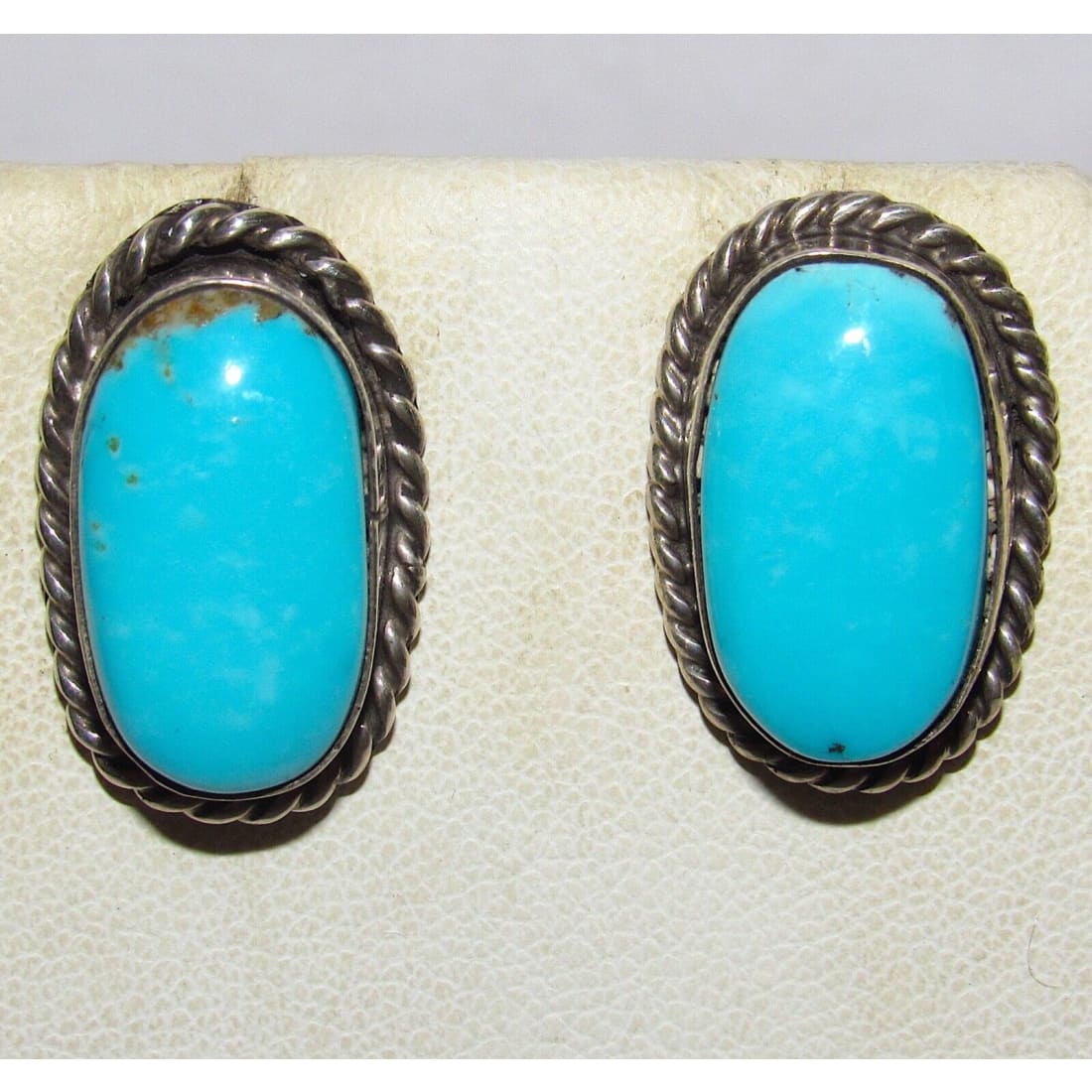 Navajo Sleeping Beauty Mine Turquoise Post Earrings Sterling