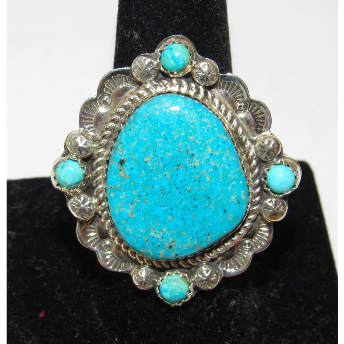 Navajo Sleeping Beauty Turquoise Ring Sz 9 Sterling Silver