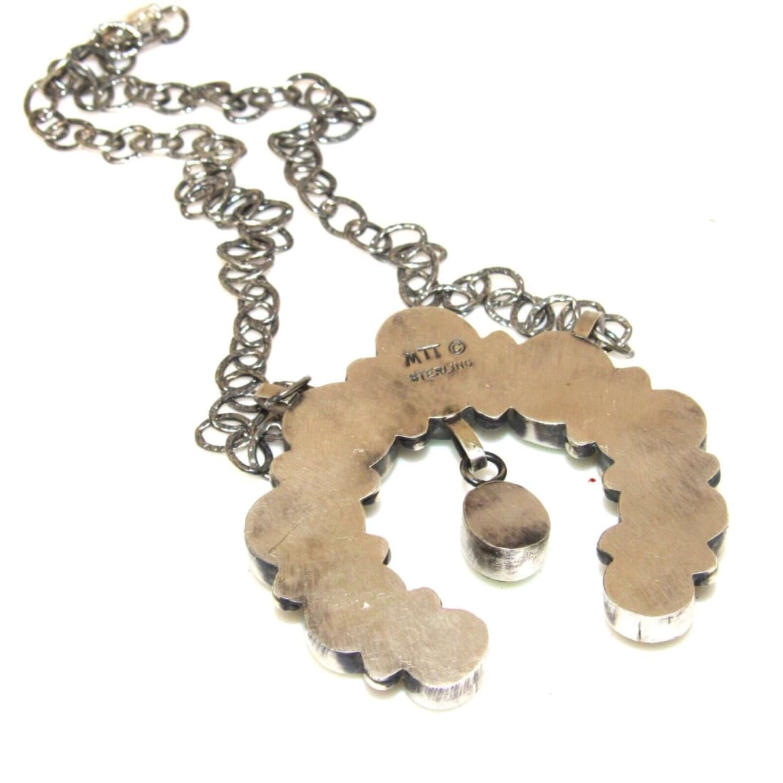 Navajo Sonoran Gold Turquoise Naja Necklace Squash Blossom Sterling Silver Native American