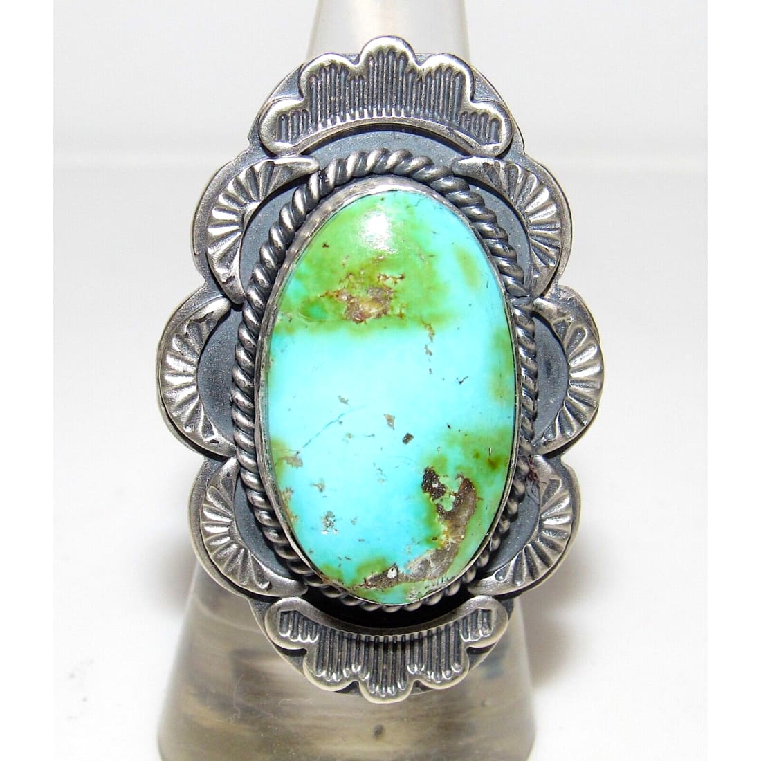 Navajo Sonoran Gold Turquoise Ring Sz 7 Sterling Silver