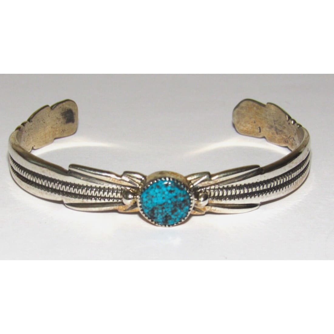 Navajo Spiderweb Kingman Turquoise Stacker Cuff Bracelet