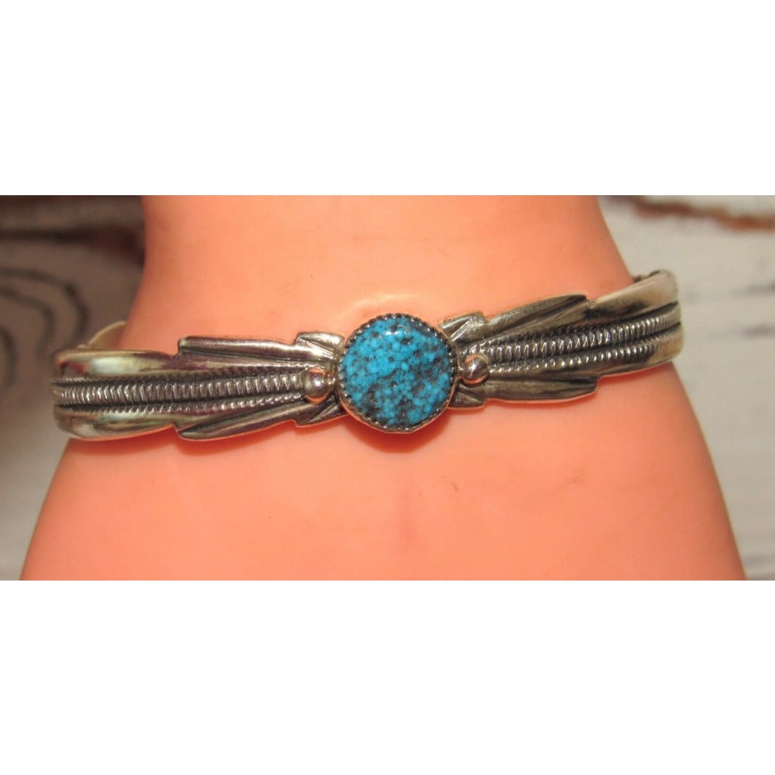 Navajo Spiderweb Kingman Turquoise Stacker Cuff Bracelet