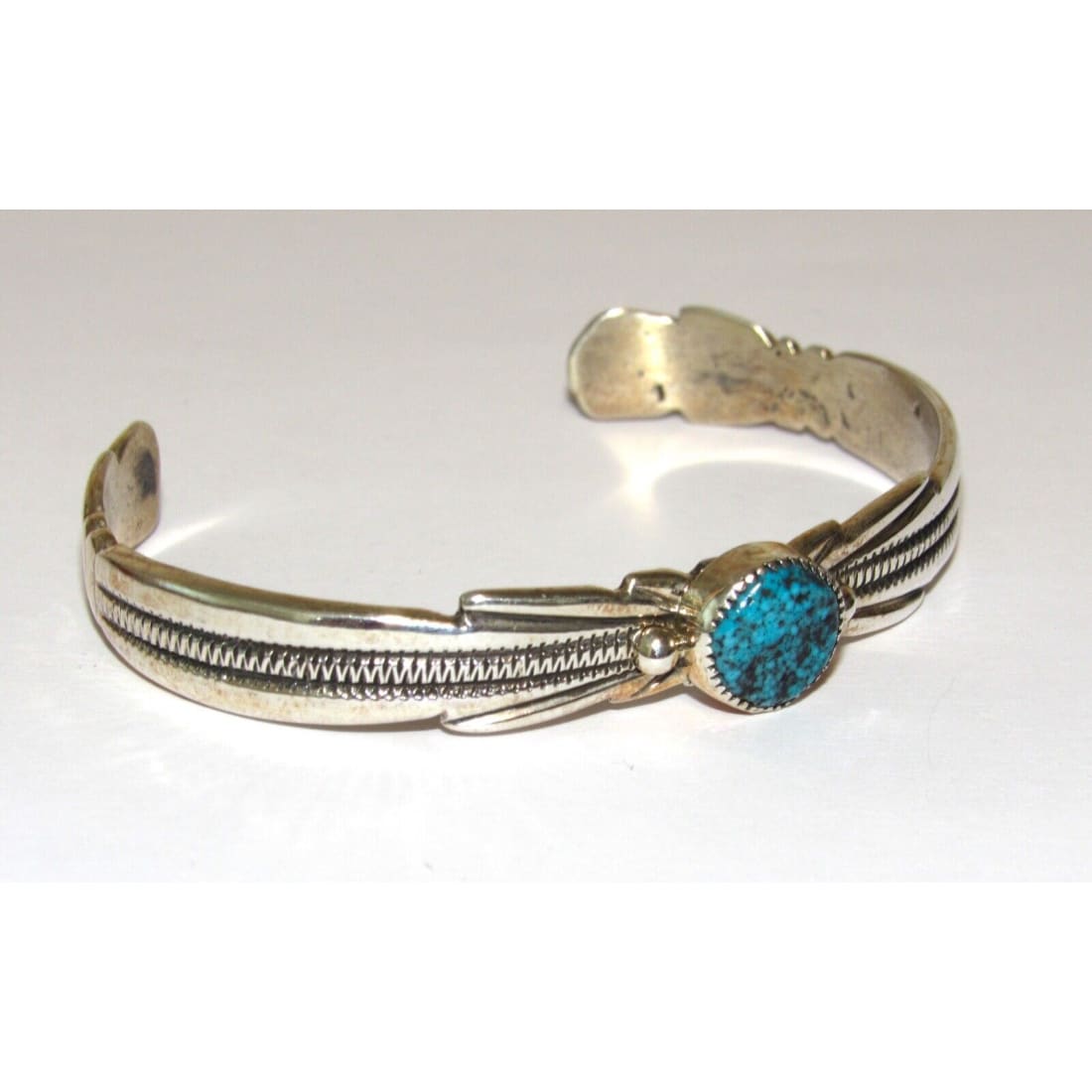 Navajo Spiderweb Kingman Turquoise Stacker Cuff Bracelet
