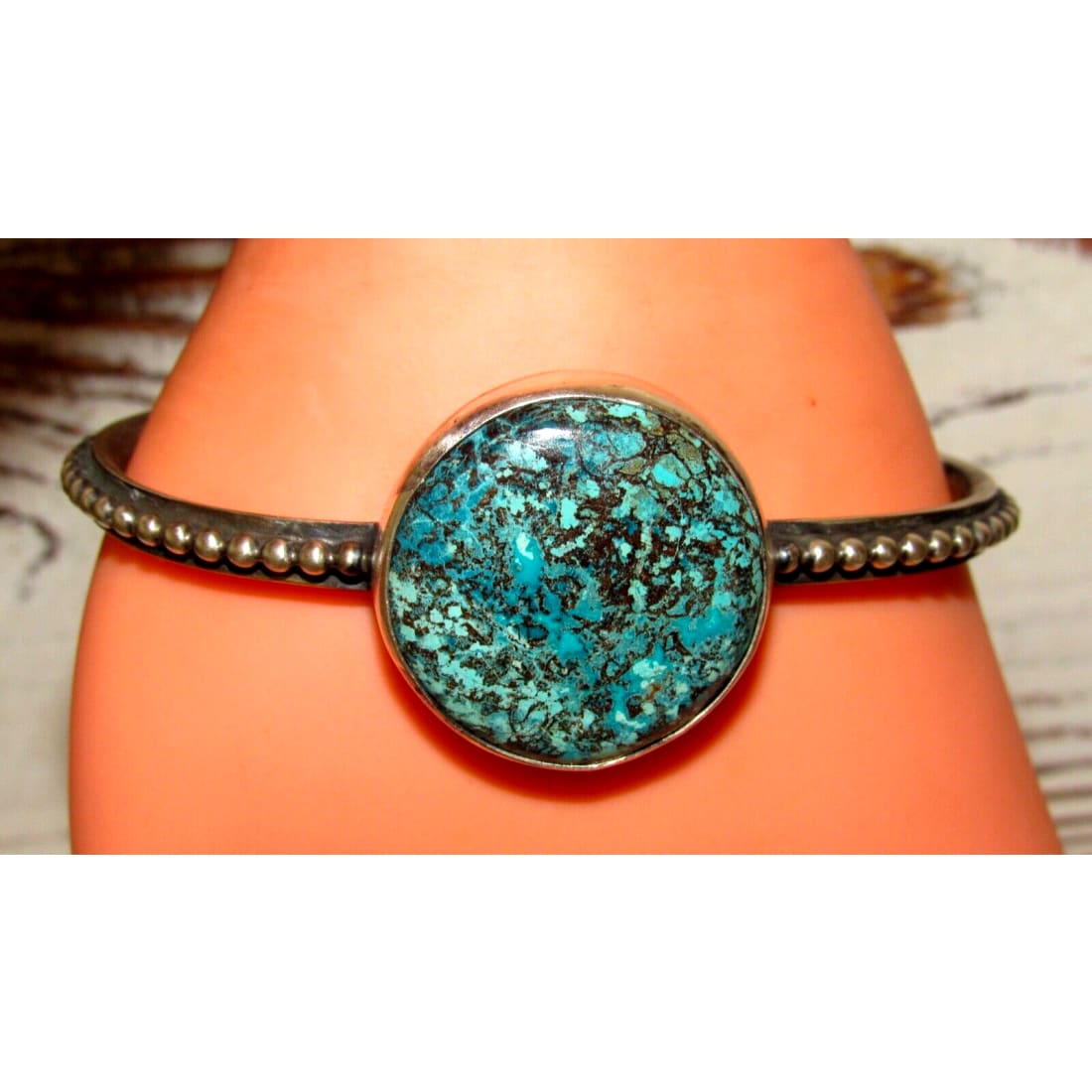 Navajo Spiderweb Kingman Turquoise Stacker Cuff Bracelet