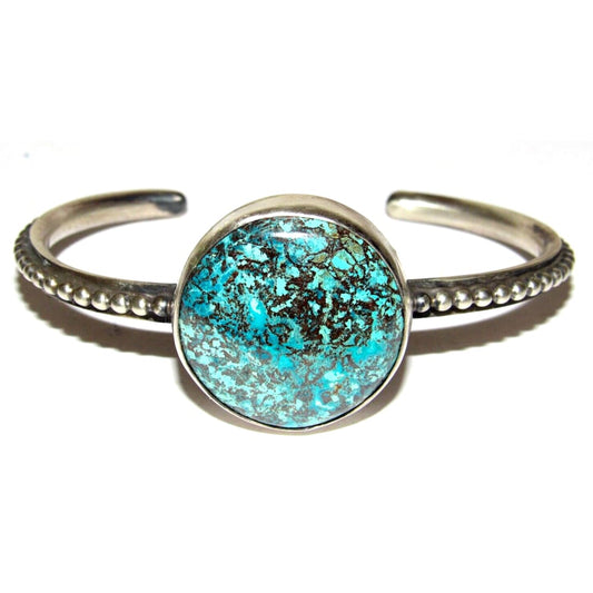 Navajo Spiderweb Kingman Turquoise Stacker Cuff Bracelet