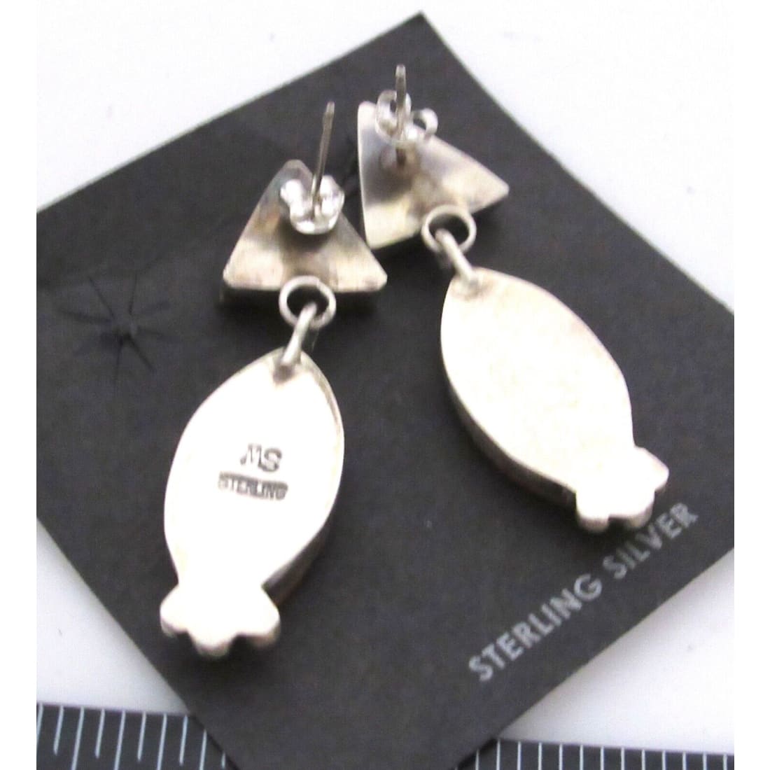 Navajo Spiny Oyster Sterling Silver Dangle Statement Earrings Signed Native Native American