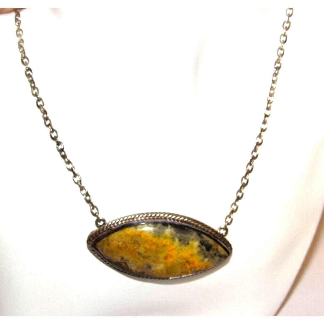 Navajo Sterling Bumblebee Jasper Bar Necklace Sterling