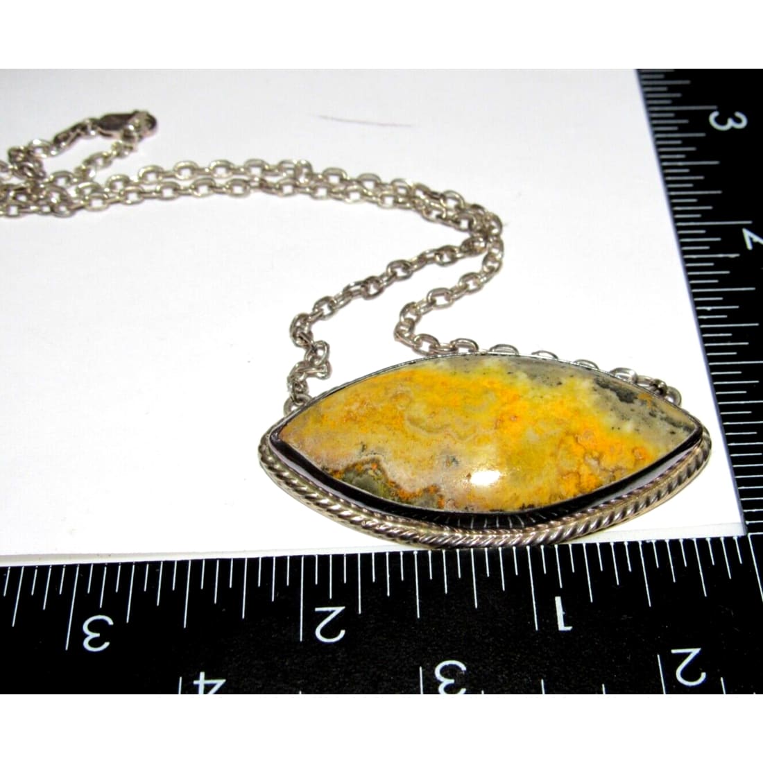 Navajo Sterling Bumblebee Jasper Bar Necklace Sterling