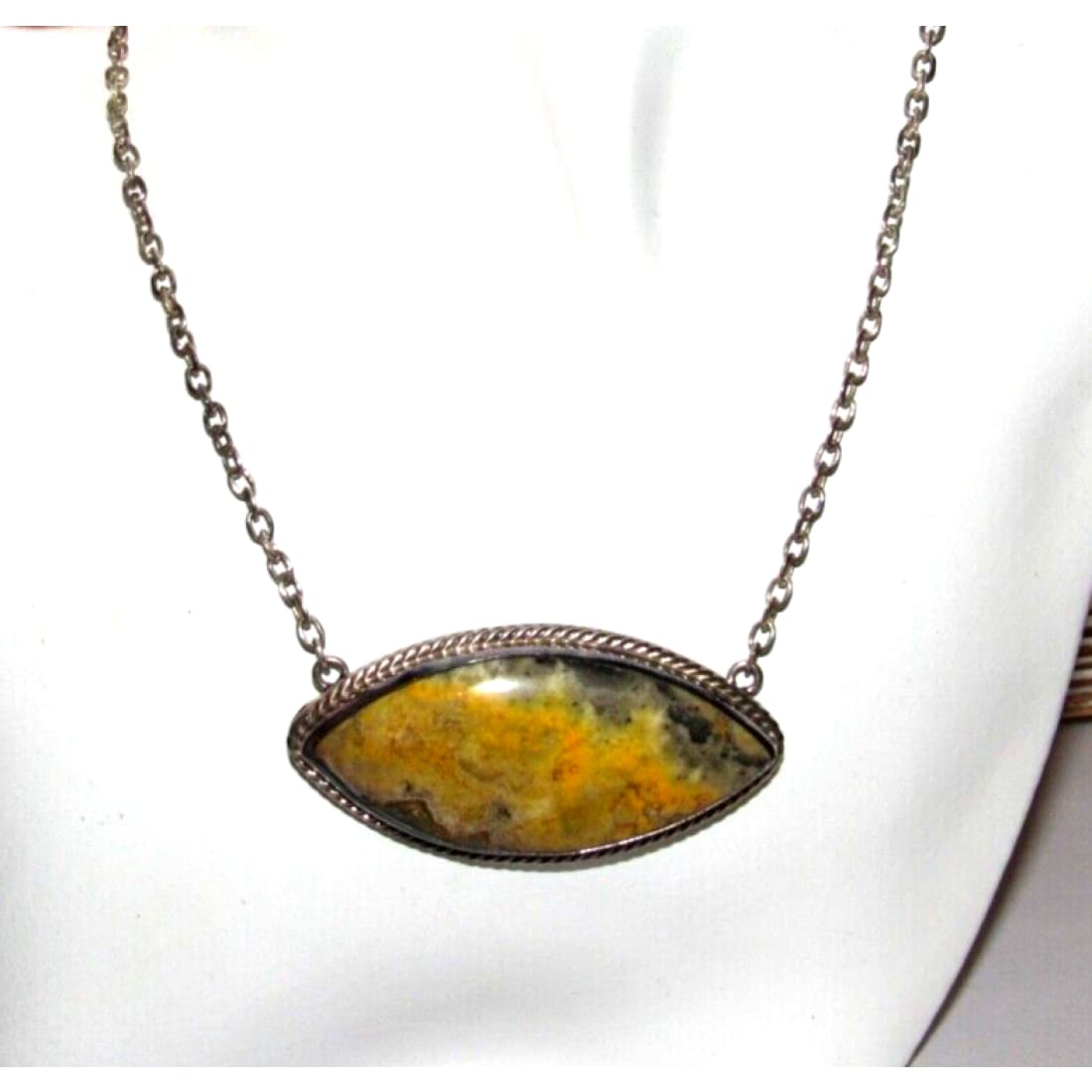 Navajo Sterling Bumblebee Jasper Bar Necklace Sterling