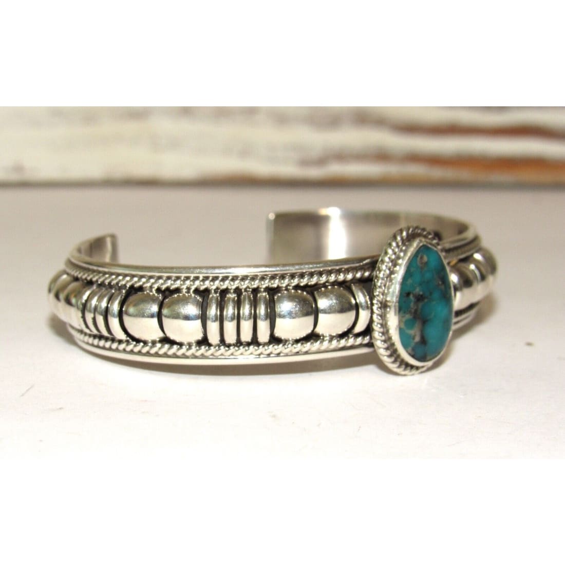 Navajo Sterling Silver Stormy Mountain Turquoise Cuff